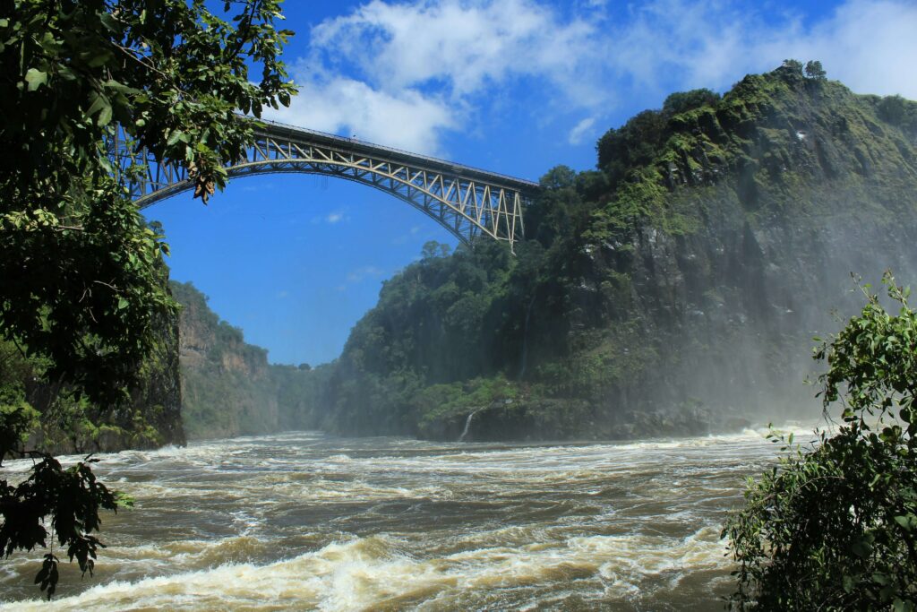  A stunning view of Victoria Falls with mist in zimbabwe  ,one  of best african countries to visit in 2025