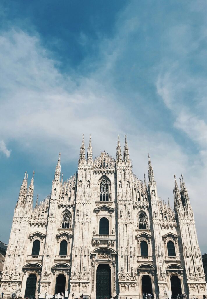 A view of Milan's iconic Duomo Cathedral, showcasing the city's stunning Gothic architecture. 